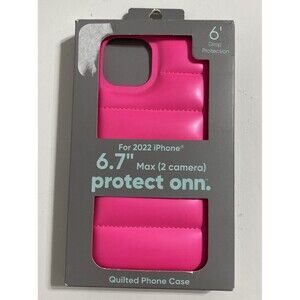 Puffer Phone Case for iPhone 14 Plus Neon Hot Pink Puffy Quilted Luxe NEW